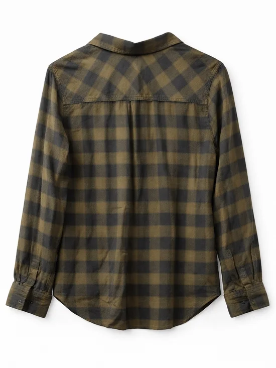 Lucky Brand Plaid Button Up Shirt Green Black Large - Picture 2 of 4